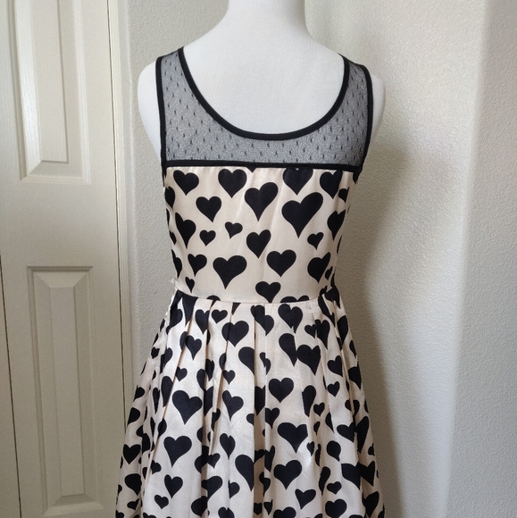 Modcloth Vintage Black Heart Dress. Size S - Picture 3 of 6